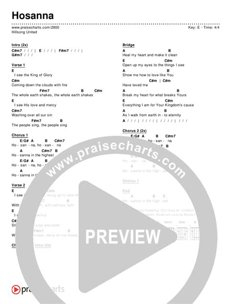 Hosanna Chords PDF (Hillsong UNITED) - PraiseCharts