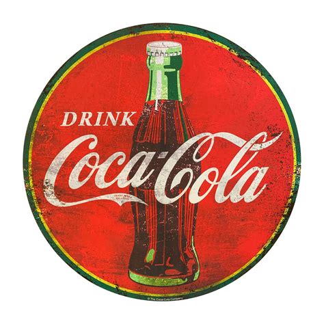 Buy Drink Coca Cola 40 Inches by 40 Inches Round Oversized Red Metal Sign, with a Distressed ...