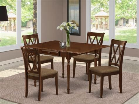 East West Furniture Monza Piece Wood Dining Set With Fabric Seat In