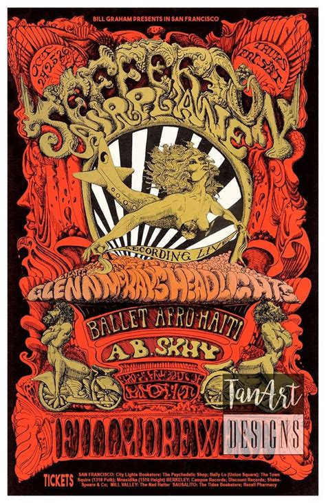 Jefferson Airplane Fillmore West Concert Poster Retro Rock Etsy