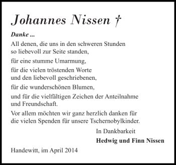 Traueranzeigen Von Johannes Nissen Sh Z Trauer