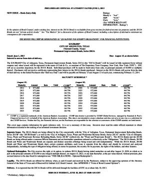 Fillable Online Preliminary Official Statement Dated January Pdf