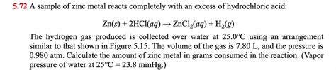 Answered A Sample Of Zinc Metal Reacts Bartleby