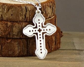 Orthodox Cross Handcut Sterling Silver Pendant Necklace Etsy