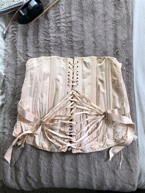 Vintage Camp Corset Fan Laced Girdle Garters Boning H Gem