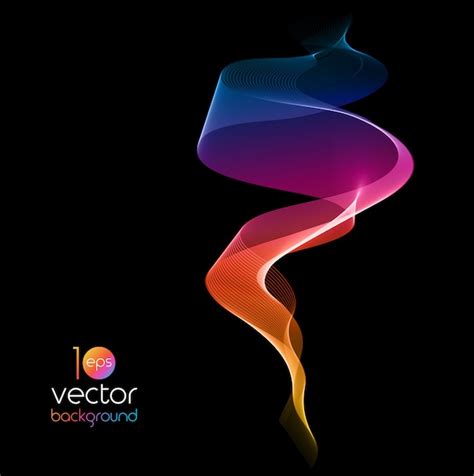 Ondas De Colores Brillantes Sobre Fondos Oscuros Vector Premium