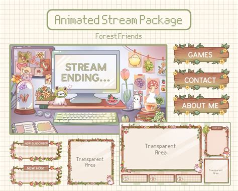 Animated Cozy Twitch Overlay Package Cottagecore Overlay Stream