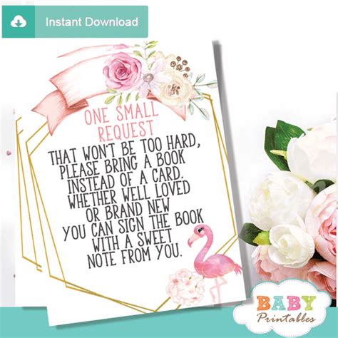 Floral Pink Flamingo Book Request Cards D Baby Printables