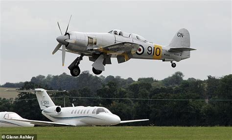 Pilot Is Hurt As His 69 Year Old Hawker Sea Fury Plane Crash Lands