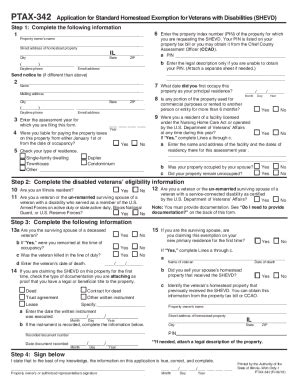 Fillable Online PTAX 342 Application For Disabled Veterans Standard