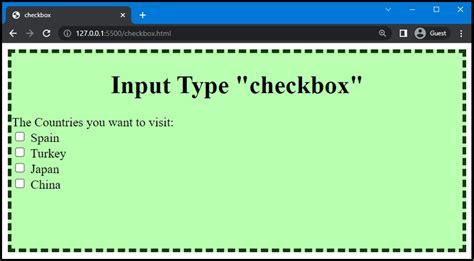 Html Input Type Checkbox”