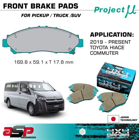 Front Brake Pads For 2019 Present Toyota HIACE Commuter PROJECT MU