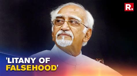 Ex Vp Hamid Ansari Reacts To Allegations Of Self Claimed Pakistani Spy