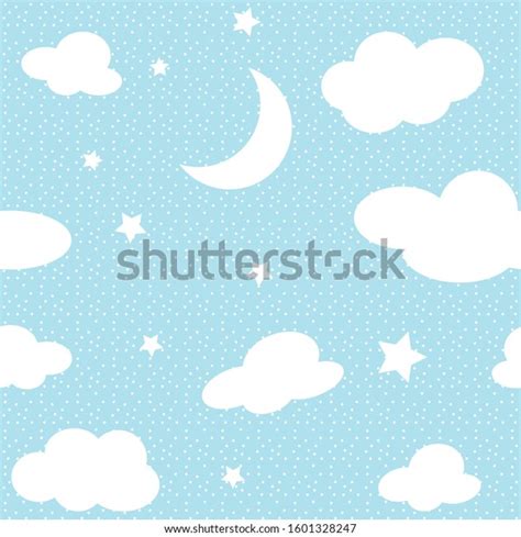 Cute Cloud Star Moon Seamless Pattern Stock Vector Royalty Free