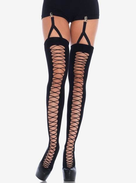 Lace Up Illusion Opaque Thigh Highs Hot Topic