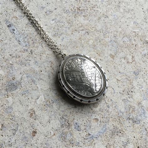 Vintage Locket Necklace Victorian Silver Locket Antique Locket