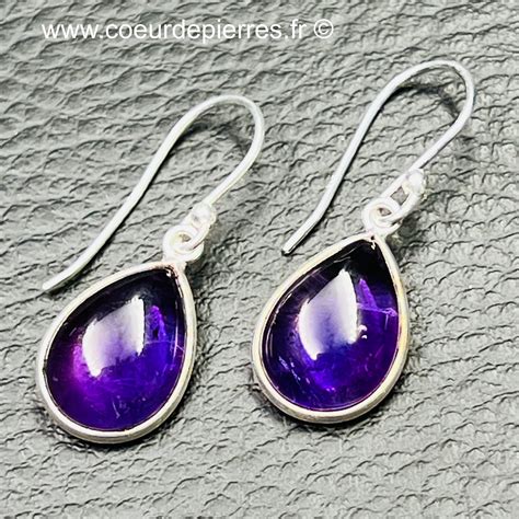 Boucles d oreilles en améthyste Coeur de Pieres