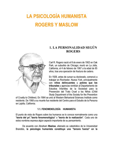 M L Amputaci N La Psicolog A Humanista Rogers Y Maslow La