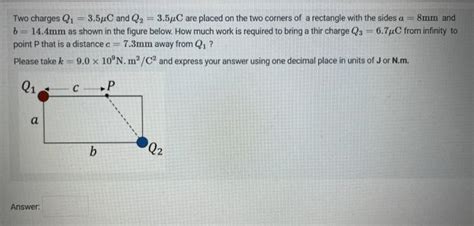 Solved Two Charges Q1 3 5μc And Q2 3 5μc Are Placed On The