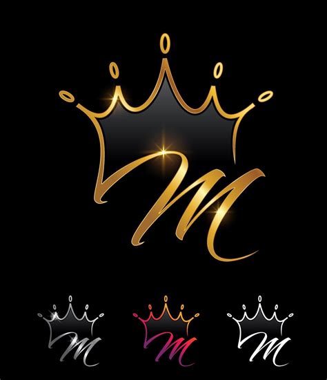 Golden Monogram Crown Initial Letter M 3108113 Vector Art At Vecteezy