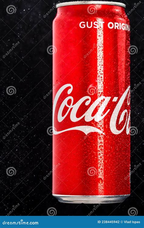 Editorial Photo Of Classic Coca Cola Can On Black Background Studio