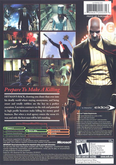 Hitman Blood Money Cover Or Packaging Material Mobygames