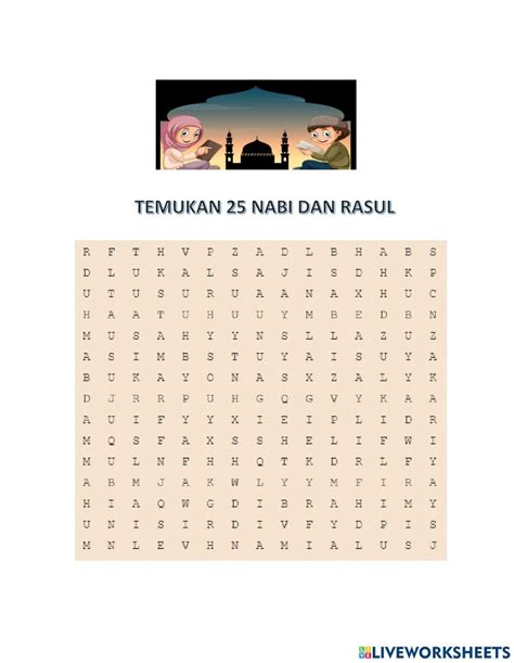 Nama Nama Nabi Dan Rasul Worksheet