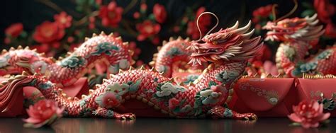 Premium Photo Red Envelopes With Miniature Dragon Figurines Wallpaper