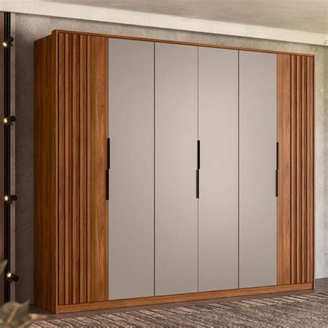 Guarda Roupa Casal 6 Portas Ripado E 6 Gavetas Atrice Nogueira Nude Prime Tx Nogueira Nude