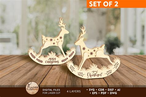 Deer Christmas Set Multilayer Cut File Graphic By Lasercutano · Creative Fabrica