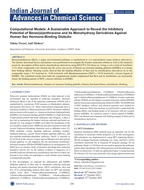 Pdf Computational Models A Sustainable Approach To Reveal The Inhibitory Potential Of Benzo A