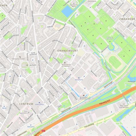 a map that shows the location of an area with green and orange lines on it