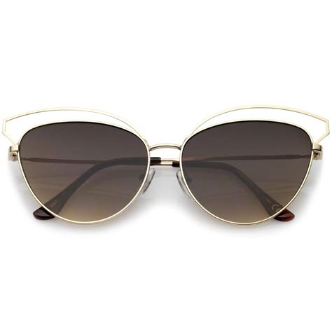 Womens Slim Laser Cut Cat Eye Sunglasses Zerouv