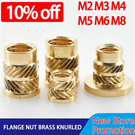 M2 M3 M4 M5 M6 M8 Flange Nut Brass Knurled Hot Melting Insert Thread Heating Molding Injection