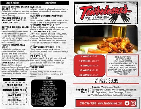 Our Menu Tewbeleaux S Cajun Grill