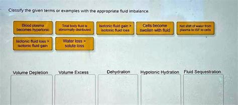 SOLVED Classify The Given Terms Or Examples With The Appropriate Fluid