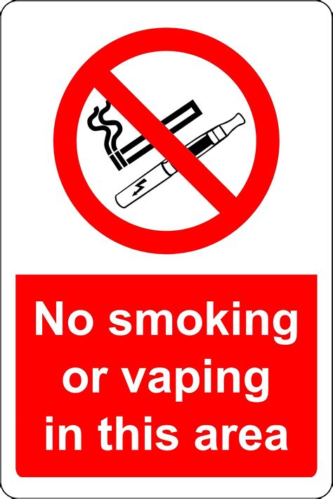 Buy No smoking or vaping in this area Safety sign - 1.2mm Rigid plastic 200mm x 150mm Online at ...