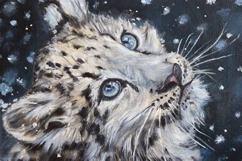 Snow Leopard Cub Painting By Elena Ushanova Saatchi Art