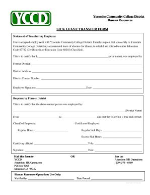 Fillable Online Sick Leave Transfer Form Fax Email Print Pdffiller