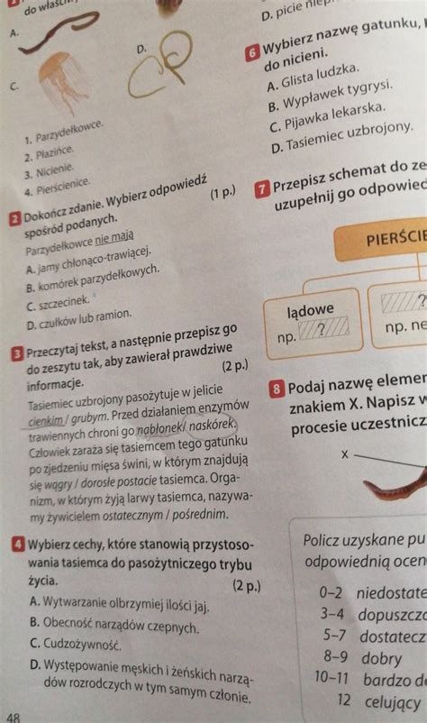 Sprawdzian Biologia Klasa 7 Dzial 3 Question