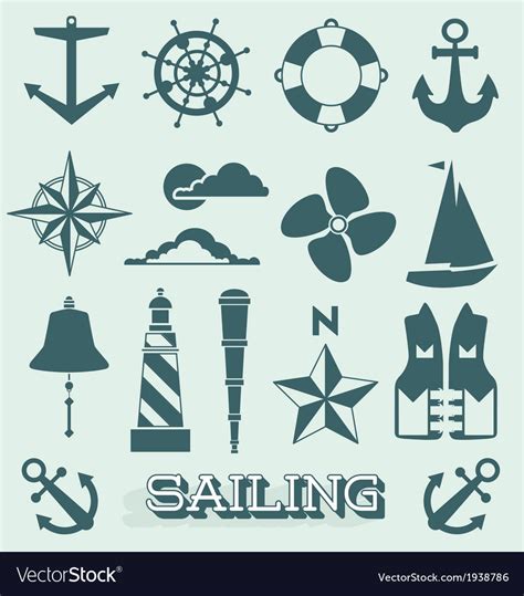 Set Sailing Icons And Symbols Royalty Free Vector Image VectorStock