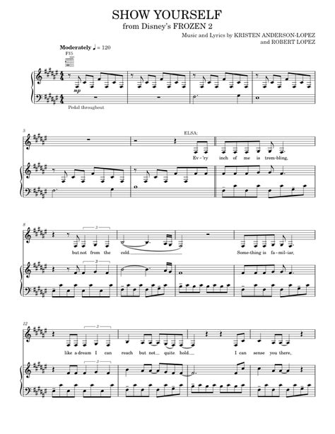 Show Yourself From Disneys Frozen 2 Sheet Music For Piano Vocals By