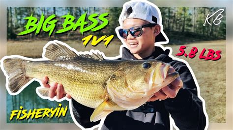 Catching A Giant Winter Pond Bass In A V Ft Fisheryin Youtube