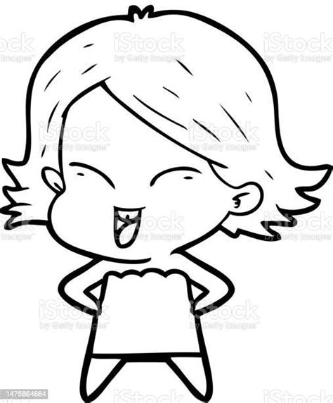 Happy Cartoon Girl Stock Illustration Download Image Now Adult Art Art Product Istock