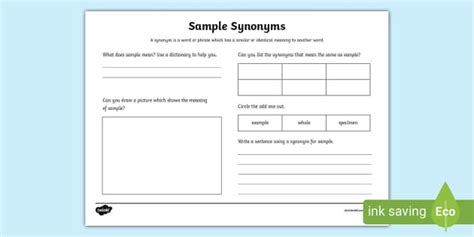 Sample Synonyms Worksheet Hecho Por Educadores Twinkl