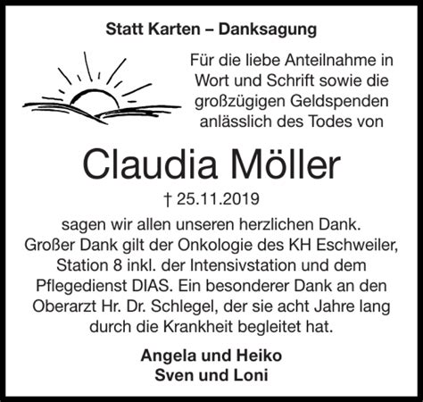 Traueranzeigen von Claudia Möller Aachen gedenkt