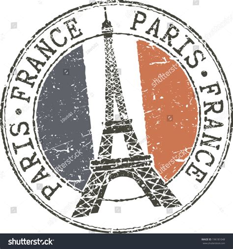 Rubber Grunge Stamp Parisfrance Eiffel Tower Stock Vector 196181048