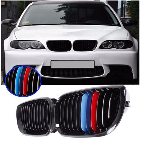 2 PCS Matte Black M Colo Gloss Black Car Front Kidney Grill Grilles