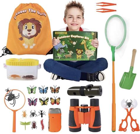 Kids Outdoor Explorer Kit 24 Pcs Kids Adventure Kit With Binoculars