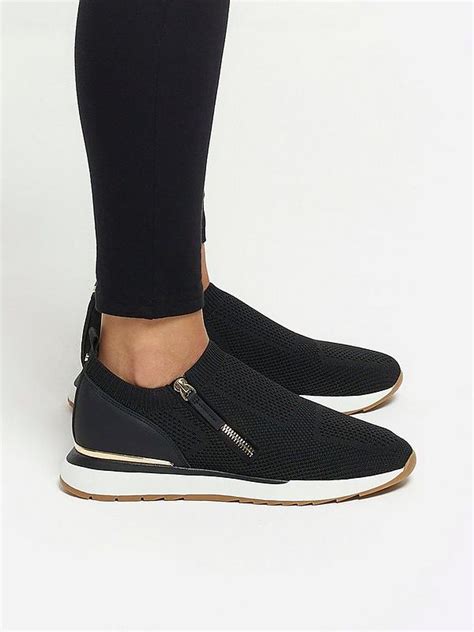 River Island Side Zip Knitted Runner Black Very